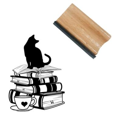Imagem de CRASPIRE Carimbos de borracha de madeira para gatos, mini de madeira natural, reutilizáveis, vintage, fofos, estampados, diários engraçados, pequenos selos para scrapbook, agenda, agenda, cartas