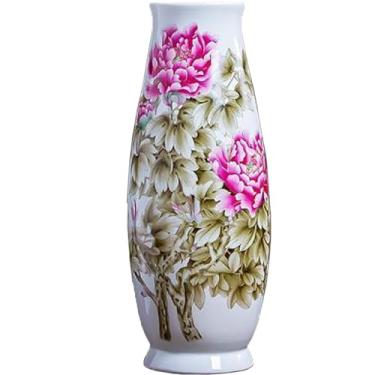 Imagem de MTME Estatuetas de porcelana, vaso de flores decorativo Jingdezhen, decoração de casa sênior de inserção, presentes de casamento, escultura estética para decoração de casa (Peony Auburn)
