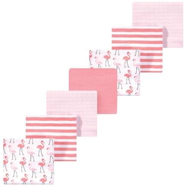 Imagem de Luvable Friends Cobertores de flanela Little Treasure com 7 unidades, Flamingo rosa, 30x30 inches