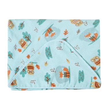 Imagem de Toalha de Banho com Capuz Felpuda – 100% Algodão | Alta Absorção | Estampas Encantadoras | Para Bebês até 18 Meses – Era Uma Vez (Bosque, Unico)