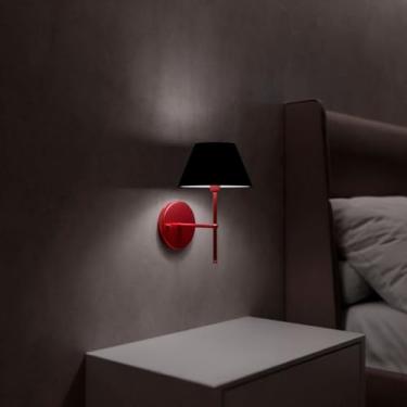 Imagem de Arandela Classica Colonial de Parede Sem Interruptor Com Cupula Tecido Algodao Bivolt (Rose Gold Cupula Preto)