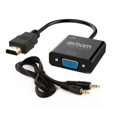 Imagem de Cabo Adaptador Conversor Hdmi Para Vga Com Audio P2 Tv Pc Video Game Exbom CC-HVA60