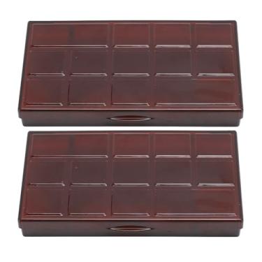 Imagem de Caixa de tinta transparente 15 grades Caixa de pigmentos de plástico transparente Caixa de paletas portáteis à prova de vazamento para artistas Crianças 2pcs (Cor de café)