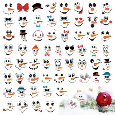 Imagem de 60 peças de adesivos pequenos de rosto de boneco de neve para artesanato, enfeites de Natal fofos, decalques de vinil de homem de neve, adesivos de Natal e férias de inverno para janela, copos de