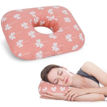 Imagem de RoamReady Travesseiro de piercing de orelha para dormir de lado com orifício para alívio da dor nas orelhas CNH piercing dor dor dormindo dor de pressão, almofada de suporte confortável para um sono