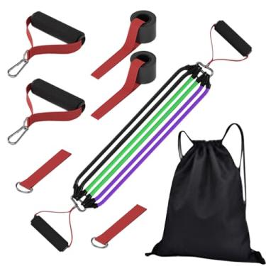 Imagem de Conjunto de faixas de resistência | Equipamento de faixas de exercício com alças, equipamento de látex natural, acessórios confortáveis para academia, casa, atividades ao ar livre, ioga, treino