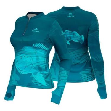 Imagem de Camiseta Pesca Feminina Mar Negro Tucuna Tiffany UV50+ Manga Longa, M,