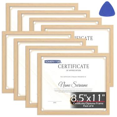Imagem de HOMERHYME Moldura de diploma, molduras naturais de 21 x 27 cm, moldura de certificado com acrílico transparente, 21 x 27 cm, molduras para revistas de graduação para escritório, galeria, decoração de