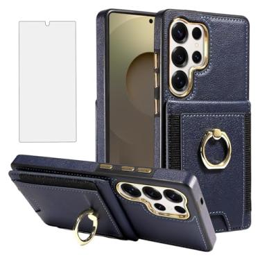 Imagem de Asuwish Capa de celular para Samsung Galaxy S25 Ultra 5G Capa carteira celular com protetor de tela fina de couro PU com compartimento para cartão com bloqueio de RFID Suporte S25Ultra 25S S 25