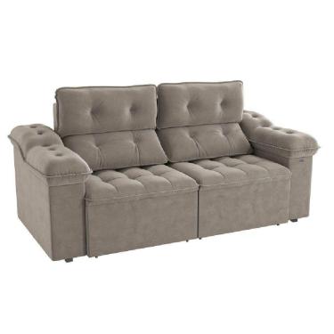 Imagem de Sofá Sierra 260cm Com Molas Ensacadas Reclinável Kappesberg Prata