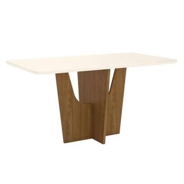 Imagem de Mesa de Jantar Vértice 160 cm Canto Arredondado com Vidro Nature Off W