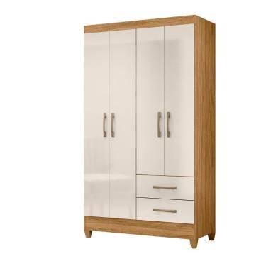Imagem de Guarda-roupa 4 Portas 2 Gavetas Chile Freijó/off White Moval