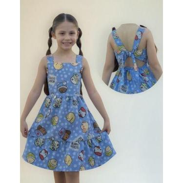 Imagem de Vestido Infantil Meninas Azul Bobbie Goods Livro Colorir - BEBE E CIA,