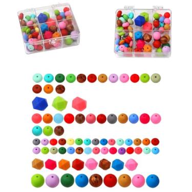 Imagem de Contas de silicone para fabricação de chaveiros, contas focais para canetas, canetas com contas DIY multicoloridas, focais e kits de contas grandes com orifícios personalizados, suprimentos de