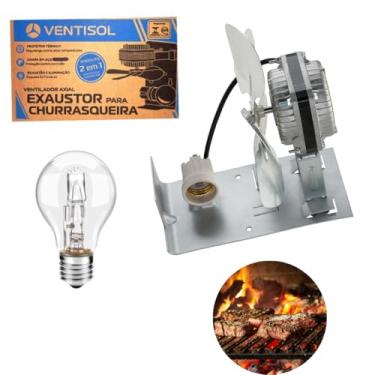 Imagem de Exaustor Churrasqueira 20Cm C/Luz Lâmpada Alta Temperatura 220v