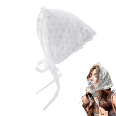 Imagem de Bandana de cabelo de flor branca para mulheres, acessórios de jeans de verão para meninas, mulheres, cachecol de cabeça triangular, lenço de cabelo de renda, cachecol de cabeça de verão para calças