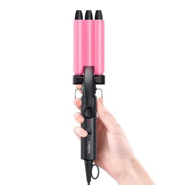 Imagem de CIVEYA Mini crimpador para cabelo curto de 1/2 polegada, ferramenta de cabelo pequena para ondas apertadas da praia, ondulador de 3 barris com infusão de óleo de argan, fácil de usar