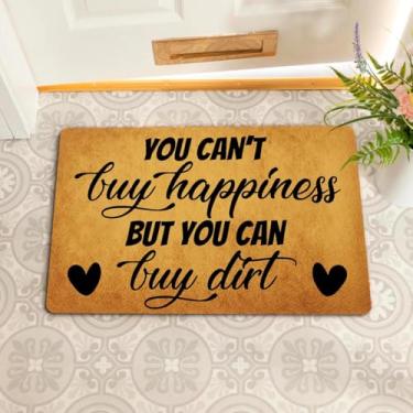 Imagem de GengDuCJ Capachos engraçados de boas-vindas 40,4 cm (L) x 60,2 cm (C) Capacho para varanda frontal tapetes de presente personalizados para a entrada externa (você não pode comprar felicidade, mas pode