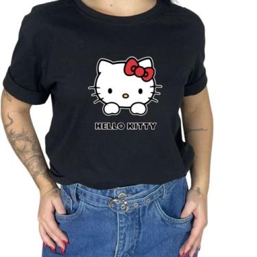 Imagem de Camiseta Algodão Feminino Estampa Hello Kitt Adulto Blusão Manga Curta