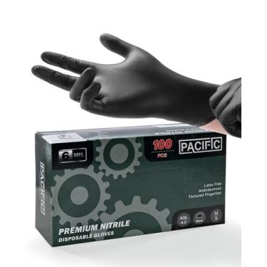 Imagem de Luvas descartáveis PACIFIC PPE Black Nitrile 6-mil Medium