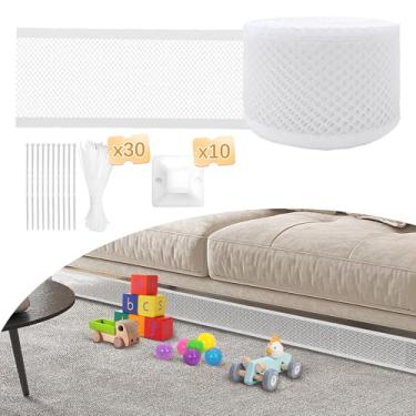 Imagem de AmaCielo Bloqueador sob o sofá, bloqueador de 10 cm x 40 m embaixo da cama para animais de estimação, bloqueadores de brinquedos para móveis embaixo de móveis com 30 laços de zíper, acessórios de sofá