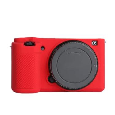 Imagem de STSEETOP Capa de câmera para Sony ZV-E10 EM10 - Capa protetora de silicone para DSLR DSLR, gaiola destacável, à prova de choque, à prova de poeira (vermelha)