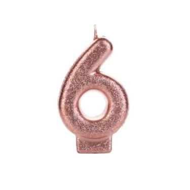 Imagem de Vela de Aniversário Glitter Bronze Número 6 Silver Plastic