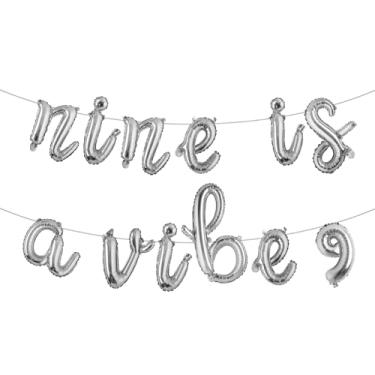 Imagem de Nine Is A Vibe Birthday Decorations Groovy 9th Birthday Party Supplies Nine Balloon Hippie Banner Decor Retro Decor for Nine Years Old Girl (L NINE IS A VIBE 9 Silver)