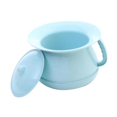 Imagem de Kokiya Cuspideira com tampa, mictório noturno pequeno com alça elevatória, mictório de cabeceira para crianças, para uso doméstico de emergência, Azul