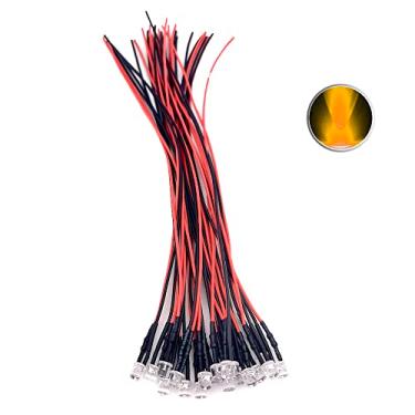 Imagem de 30 peças 12 volts 3 mm 5 mm luzes LED redondas planas diodos emissores de diodos pré com fio 7,9 polegadas CC 12V luz de LED água transparente luz água pequenas lâmpadas LED (topo plano de 5 mm