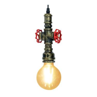 Imagem de Kawell Luminárias pendentes vintage industrial retro lustre de teto criativo tubo de água luminárias penduradas Art Deco ferro E26 60W Max para quarto, café, bar, restaurante, cozinha, cor bronze