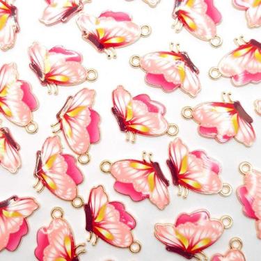 Imagem de Pingente Borboleta Metal Rosa 16x25mm 1pç 5g Colar Pulseira - Macall