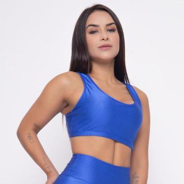 Imagem de Top Fitness Malha Trilobal Canelado Feminino Alça Larga - C&M Fitness,