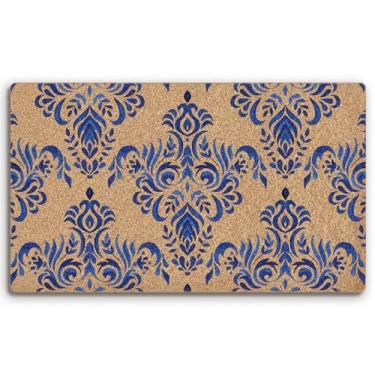 Imagem de BitKAM Tapete de boas-vindas vintage chinês floral coco coco coco tapete de boas-vindas para porta de entrada de casa, tapetes de chão Grandmillennial azul e branco para entrada externa 76 x 43