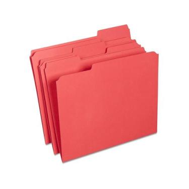 Imagem de Pastas de arquivo Staples 508978 coloridas com abas reforçadas vermelh
