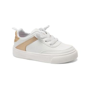 Imagem de Carter's Tênis infantil unissex, Branco/Ouro, 22