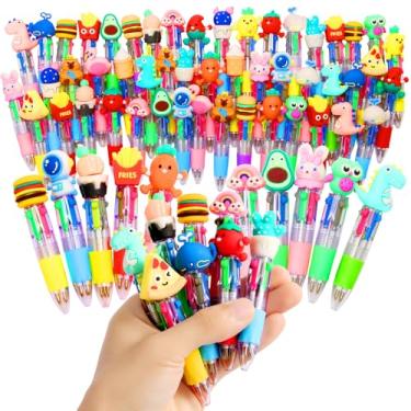 Imagem de LiYiQ 50 canetas multicoloridas em uma divertida 4 em 1 canetas esferográficas kawaii, legais para crianças, presentes divertidos (50)