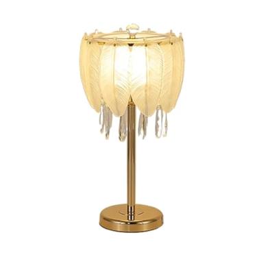Imagem de Luminárias de cabeceira Simples E Moderno Luz De Luxo Quente Cristal Pena Vidro Criativo Personalizado Cabeceira Quarto Escurecimento Piso Pé Lâmpada Mesa Luminárias de mesa