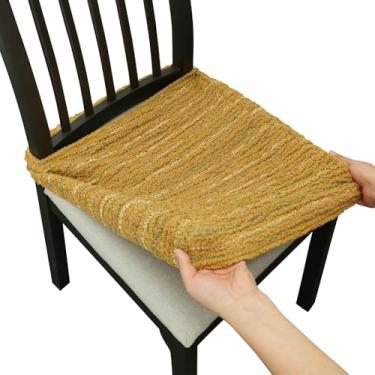 Imagem de Lawalon Capas de assento de jantar elásticas de algodão pesado (amarelo, conjunto de 6), capas de tecido elástico para cadeiras de jantar, capas de assento de cozinha extraduráveis, protetores