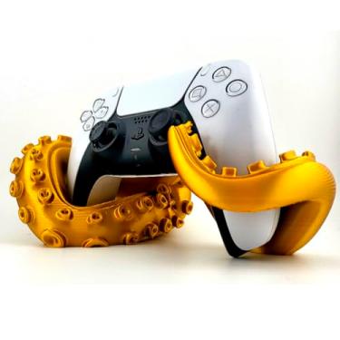 Imagem de Suporte Base para Controle PS5, PS4, Formato Polvo, Dourado, Decorativo