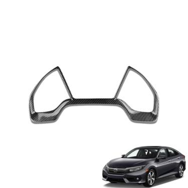 Imagem de AJHLJ® Anéis decorativos para painel de carro com acabamento vermelho/fibra de crabon para Honda Civic 10th 2016~2021 molduras interiores (fibra de carbono)