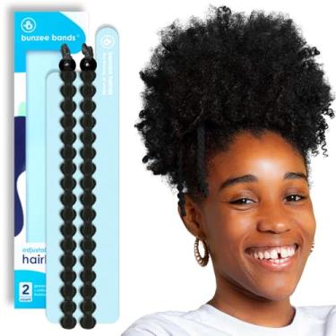Imagem de Bunzee Bands Laços de cabelo grandes ajustáveis para tipos grossos, finos, encaracolados e naturais | Suportes de rabo de cavalo sem danos para tranças, locs, puffs, coques | Acessórios elásticos de