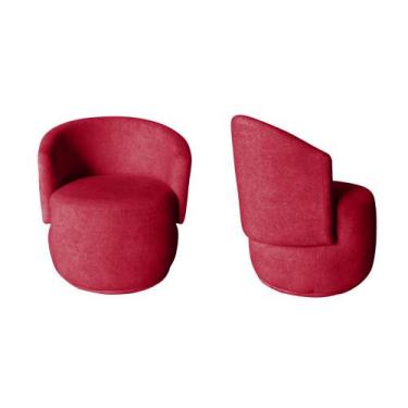 Imagem de Kit 2 Poltronas Decorativa Beatriz Orgânica Veludo Vermelho - Mansão D