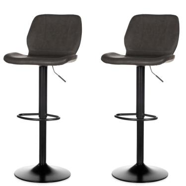 Imagem de Kit 2 Banquetas Giratória ANM6315B Bristol Itajaí Anima Office em PU Grafite Base Disco Preto