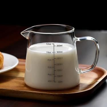 Imagem de Copo de café de 340 g, copo medidor, jarra tripla, xícara de leite, xícaras de café expresso com alça, caneca de café, boca em forma de V, acessórios de café expresso, jarra de espuma de leite