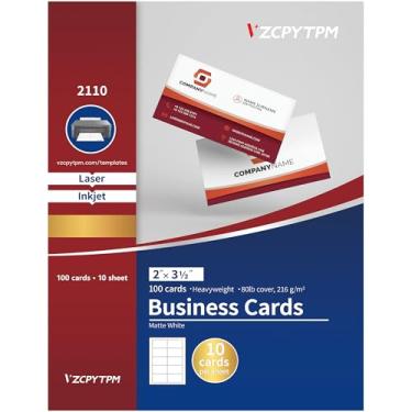 Imagem de VZCPYTPM Cartões de visita impressos foscos, 5 x 9 cm, 100 cartões de visita em branco, papel personalizado para jato de tinta e impressora a laser, com logotipo, cartão de identificação com design