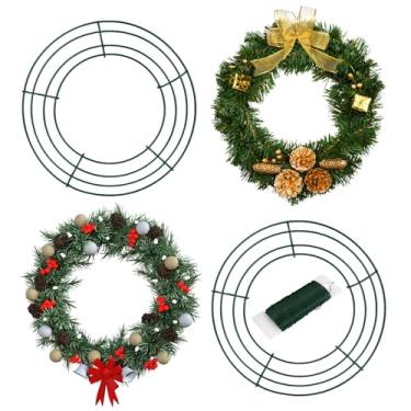 Imagem de Pacote com 2 molduras de guirlanda de arame – forma redonda de guirlanda de metal de 30,5 cm, forma de guirlanda grande com design de anel para artesanato DIY, projetos florais, decoração doméstica