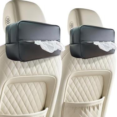Imagem de Witaxima Porta-lenços de carro grande para 120 lenços padrão, suporte de lenços de couro PU premium no banco traseiro do carro retangular, suporte de guardanapo para carro serve para caixa de lenços