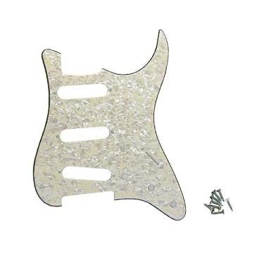 Imagem de ROZILO SSS Strat Pickguards sem furo de parafuso placa de arranhão de guitarra personalizada para Fender Strat Squier peça de guitarra envelhecida pérola