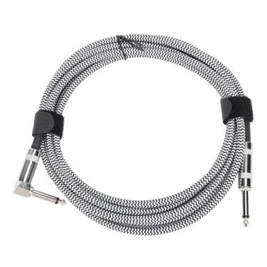 Imagem de WALFRONT 6,5 Mm de Guitarra de Guitarra de Cabo de Cabo de Fogueira Nylon Redução de Ruído de Nylon 3 Metros para Pedal de Amp de Guitarra Elétrica (DOT preto da linha branca)